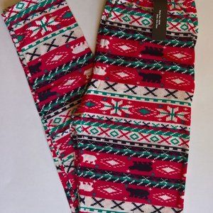 Fair Isle Christmas Leggings Red Green size 2-12